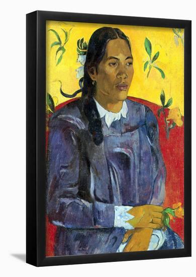 Paul Gauguin Woman with Flower Art Print Poster-null-Framed Poster