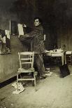 Amedeo Modigliani in His Studio, C.1915 (B/W Photo)-Paul Guillaume-Stretched Canvas