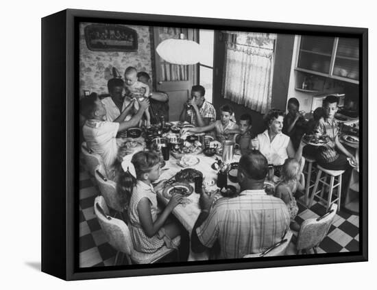 Paul Horsch and His Family During their Sunday Dinner-null-Framed Stretched Canvas