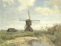 Landscape with a Mill Near the Water in the Foreground Left a Man with a Fishing Rod in a Shed-Paul Joseph Constantin Gabriel-Art Print