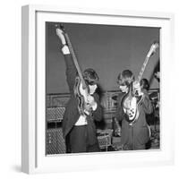 Paul Mccartney and George Harrison Tune their Guitars-Associated Newspapers-Framed Photo