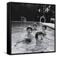 Paul McCartney, George Harrison, John Lennon and Ringo Starr Taking a Dip in a Swimming Pool-John Loengard-Framed Stretched Canvas