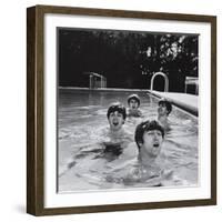 Paul McCartney, George Harrison, John Lennon and Ringo Starr Taking a Dip in a Swimming Pool-John Loengard-Framed Premium Photographic Print