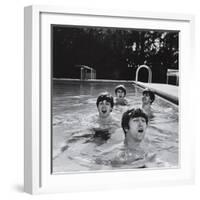 Paul McCartney, George Harrison, John Lennon and Ringo Starr Taking a Dip in a Swimming Pool-John Loengard-Framed Premium Photographic Print