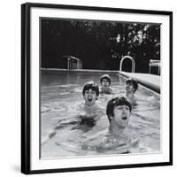 Paul McCartney, George Harrison, John Lennon and Ringo Starr Taking a Dip in a Swimming Pool-John Loengard-Framed Premium Photographic Print