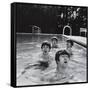 Paul McCartney, George Harrison, John Lennon and Ringo Starr Taking a Dip in a Swimming Pool-null-Framed Stretched Canvas