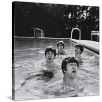 Paul McCartney, George Harrison, John Lennon and Ringo Starr Taking a Dip in a Swimming Pool-null-Stretched Canvas