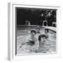 Paul McCartney, George Harrison, John Lennon and Ringo Starr Taking a Dip in a Swimming Pool-null-Framed Premium Photographic Print