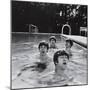 Paul McCartney, George Harrison, John Lennon and Ringo Starr Taking a Dip in a Swimming Pool-null-Mounted Premium Photographic Print
