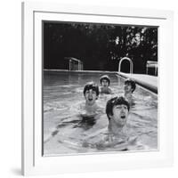 Paul McCartney, George Harrison, John Lennon and Ringo Starr Taking a Dip in a Swimming Pool-null-Framed Premium Photographic Print