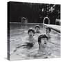 Paul McCartney, George Harrison, John Lennon and Ringo Starr Taking a Dip in a Swimming Pool-null-Stretched Canvas