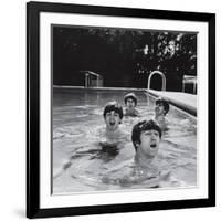 Paul McCartney, George Harrison, John Lennon and Ringo Starr Taking a Dip in a Swimming Pool-null-Framed Photographic Print