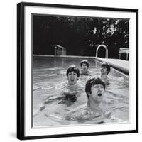 Paul McCartney, George Harrison, John Lennon and Ringo Starr Taking a Dip in a Swimming Pool-null-Framed Photographic Print