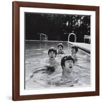 Paul McCartney, George Harrison, John Lennon and Ringo Starr Taking a Dip in a Swimming Pool-null-Framed Photographic Print