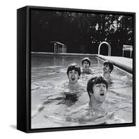 Paul McCartney, George Harrison, John Lennon and Ringo Starr Taking a Dip in a Swimming Pool-null-Framed Stretched Canvas