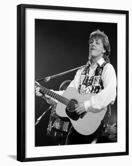 Paul McCartney Playing Guitar on Stage-null-Framed Premium Photographic Print