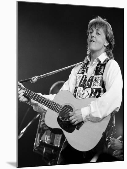 Paul McCartney Playing Guitar on Stage-null-Mounted Premium Photographic Print