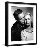 PAUL NEWMAN AND JOANNE WOODWARD in the 50's (b/w photo)-null-Framed Photo