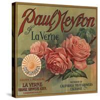 Paul Neyron Brand- La Verne, California - Citrus Crate Label-Lantern Press-Stretched Canvas