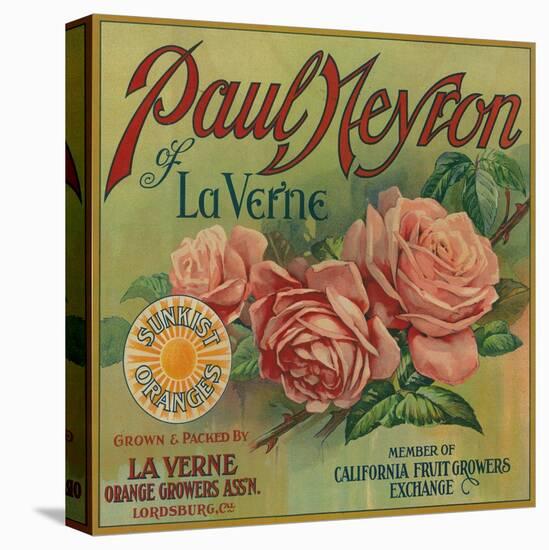 Paul Neyron of La Verne Orange Label - Lordsburg, CA-Lantern Press-Stretched Canvas