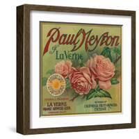 Paul Neyron of La Verne Orange Label - Lordsburg, CA-Lantern Press-Framed Art Print