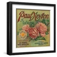 Paul Neyron of La Verne Orange Label - Lordsburg, CA-Lantern Press-Framed Art Print