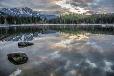 Lost Lake, so still it gives a perfect reflection of the sunset, ski hill and surrounding forest, W-Paul Porter-Photographic Print