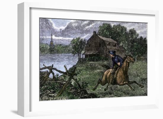 Paul Revere Riding to Lexington to Warn the Minutemen the British Were Coming, 1775-null-Framed Giclee Print