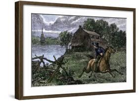 Paul Revere Riding to Lexington to Warn the Minutemen the British Were Coming, 1775-null-Framed Giclee Print