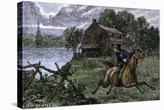 Paul Revere Riding to Lexington to Warn the Minutemen the British Were Coming, 1775-null-Stretched Canvas