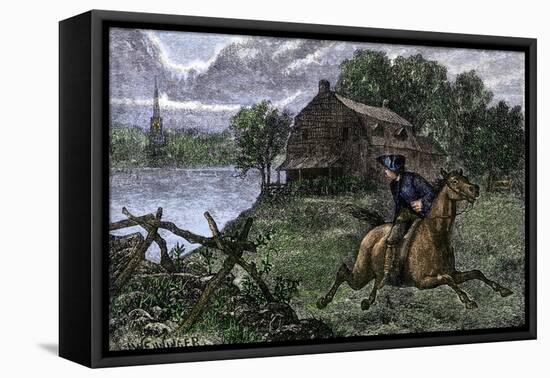 Paul Revere Riding to Lexington to Warn the Minutemen the British Were Coming, 1775-null-Framed Stretched Canvas