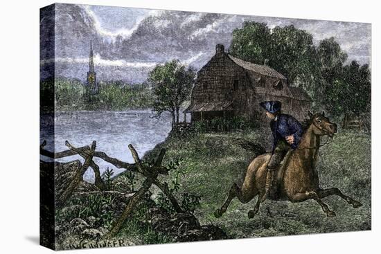 Paul Revere Riding to Lexington to Warn the Minutemen the British Were Coming, 1775-null-Stretched Canvas