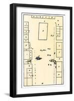 Paul Revere's Drawing of the Boston Massacre on King Street, Used in Trial of the British Soldiers-null-Framed Giclee Print