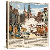 Paul Revere's Engraving of the Boston Massacre, 1770, an Event Leading to the Revolutionary War-null-Stretched Canvas