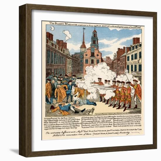 Paul Revere's Engraving of the Boston Massacre, 1770, an Event Leading to the Revolutionary War-null-Framed Giclee Print