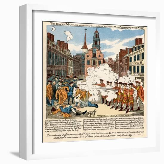 Paul Revere's Engraving of the Boston Massacre, 1770, an Event Leading to the Revolutionary War-null-Framed Giclee Print