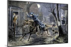 Paul Revere's Ride to Rouse Minutemen before the Battle of Lexington, April 19, 1775-null-Mounted Giclee Print