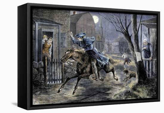 Paul Revere's Ride to Rouse Minutemen before the Battle of Lexington, April 19, 1775-null-Framed Stretched Canvas