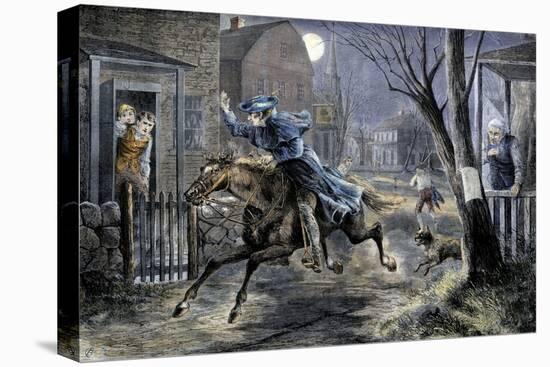 Paul Revere's Ride to Rouse Minutemen before the Battle of Lexington, April 19, 1775-null-Stretched Canvas