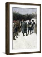 Paul Revere Warning John Sullivan of British Threat at Fort William and Mary, 1774-null-Framed Giclee Print