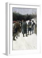 Paul Revere Warning John Sullivan of British Threat at Fort William and Mary, 1774-null-Framed Giclee Print