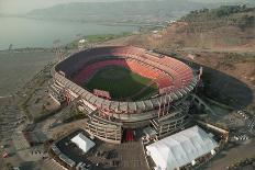 Aerial View of Earthquake Damaged Stadium-Paul Richards-Photographic Print