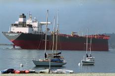Exxon Mediterranean in Harbor alongside Boats-Paul Richards-Photographic Print