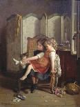 Woman and Child before a Mirror, 1870S (Oil on Panel)-Paul Seignac-Giclee Print