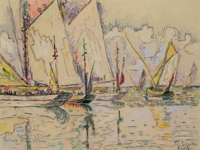 Departure of Tuna Boats at Groix (W/C on Paper)