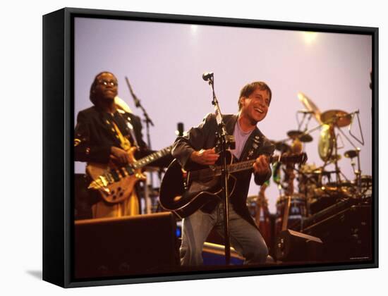 Paul Simon Performing with Band Musicians-null-Framed Stretched Canvas