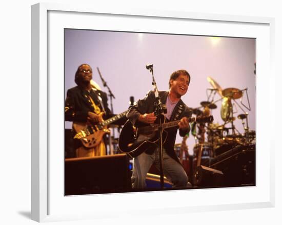 Paul Simon Performing with Band Musicians-null-Framed Premium Photographic Print