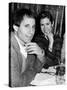 Paul Simon with Girlfriend, Carrie Fisher, at Party for Fisher's Dad, Singer Eddie Fisher-David Mcgough-Stretched Canvas