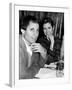 Paul Simon with Girlfriend, Carrie Fisher, at Party for Fisher's Dad, Singer Eddie Fisher-David Mcgough-Framed Premium Photographic Print