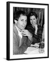 Paul Simon with Girlfriend, Carrie Fisher, at Party for Fisher's Dad, Singer Eddie Fisher-David Mcgough-Framed Premium Photographic Print